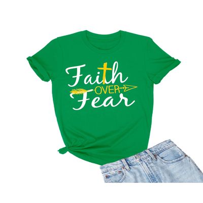Go All Out XX-Large Kelly Green Adult Faith Over Fear Cross & Arrow T-Shirt
