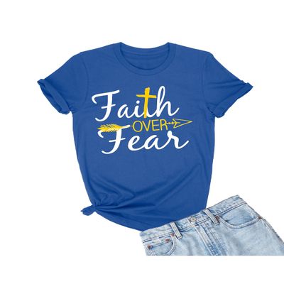 Go All Out XX-Large Royal Blue Adult Faith Over Fear Cross & Arrow T-Shirt