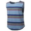 Youstar Stripe Pattern French Terry Sleeveless Top Blue Size S view 3