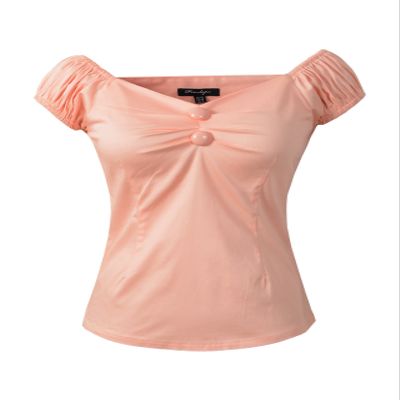 1950s Vintage Retro Dolores Top Rockabilly Pinup (US16, Pink)