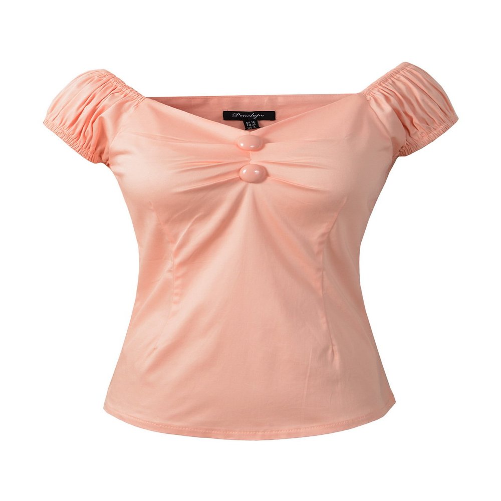 1950s Vintage Retro Dolores Top Rockabilly Pinup (US16, Pink)