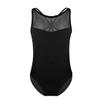 Agoky Girls' Mesh Splice Cross Straps Gymnastics Leotards Ballet Dancing Camisole Dancewear Black 3-4 view 1