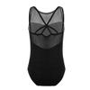 Agoky Girls' Mesh Splice Cross Straps Gymnastics Leotards Ballet Dancing Camisole Dancewear Black 3-4 view 2