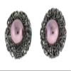 Bold Oval and Round Shape"3 DESIGNS 4 COLORS" Faux Pearl Simulated Rhinestone CLIP ON Earrings (Oxidize Chocolate Round F.Pearl) view 1
