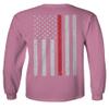 0058. American Flag Thin Red Line Firefighter Support Seal Men's Long Sleeve t Shirt (Pink Small) view 3