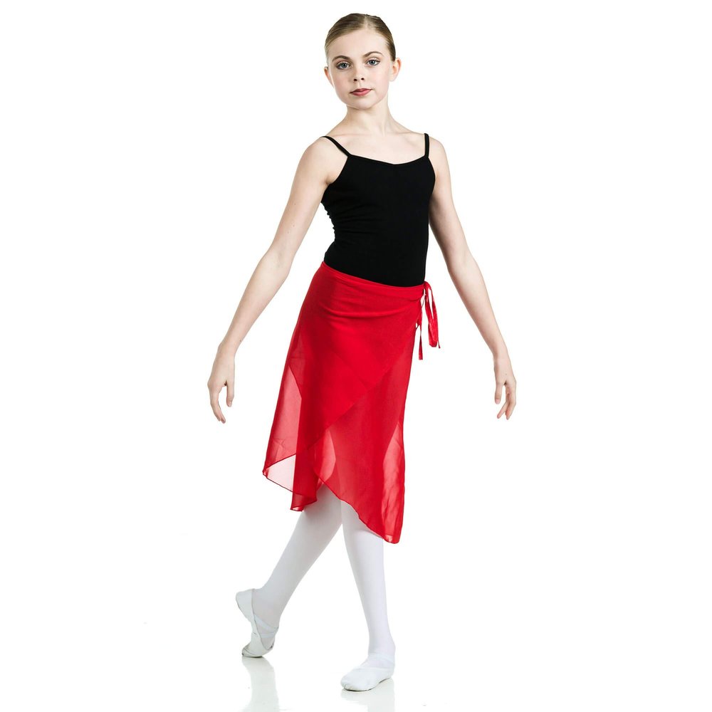 Danzcue Adult Wrap Ballet Dance Skirt, Red, P-S-Adult