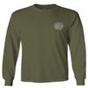 0058. American Flag Thin Red Line Firefighter Support Seal Men's Long Sleeve t Shirt (Olive, Small) view 2