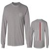 0058. American Flag Thin Red Line Firefighter Support Seal Men's Long Sleeve t Shirt (Light Gray Medium)