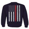 0058. American Flag Thin Red Line Firefighter Support Seal Men's Crewneck Sweatshirt (Navy Large) view 3