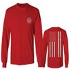0058. American Flag Thin Red Line Firefighter Support Seal Men's Long Sleeve t Shirt (Red, X-Large) view 1