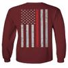 0058. American Flag Thin Red Line Firefighter Support Seal Men's Long Sleeve t Shirt (Maroon X-Large) view 2