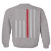 0058. American Flag Thin Red Line Firefighter Support Seal Men's Crewneck Sweatshirt (Light Gray Small) view 3
