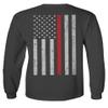0058. American Flag Thin Red Line Firefighter Support Seal Men's Long Sleeve t Shirt (Characol, X-Large) view 3