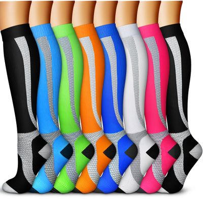 QUXIANG Copper Compression Socks for Women & Men Circulation (8 Pairs) - Best for Running Athletic Cycling - 15-20 mmHg (S/M,Multi 10)