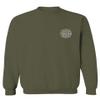 0058. American Flag Thin Red Line Firefighter Support Seal Men's Crewneck Sweatshirt (Olive, Small) view 2
