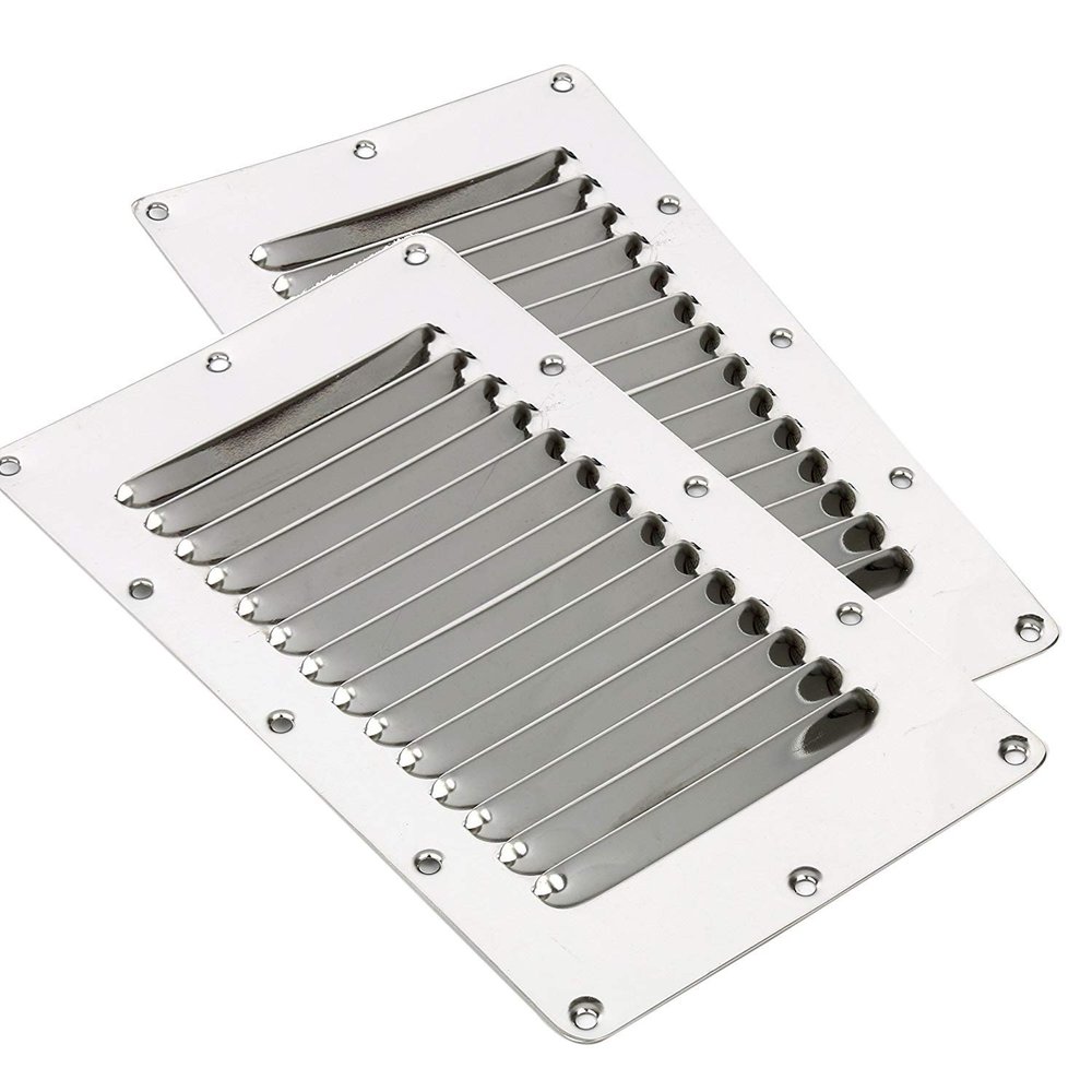 Amarine Made Stainless Steel Stamped Louvered Vent - Rectangular Marine Vent for Yachts and Boats - 07720S - 5" X 9" (2)
