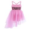 Agoky Girls Sequined Ballerina Costume Camisole Ballet Dance Gymnastics Leotard Tutu Dress Pink 8-10 view 2