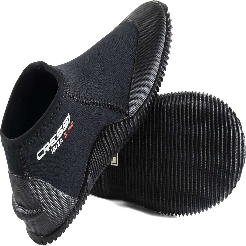 Cressi Ibiza 3 mm Quarter Diving Boots, Black/Black, 12
