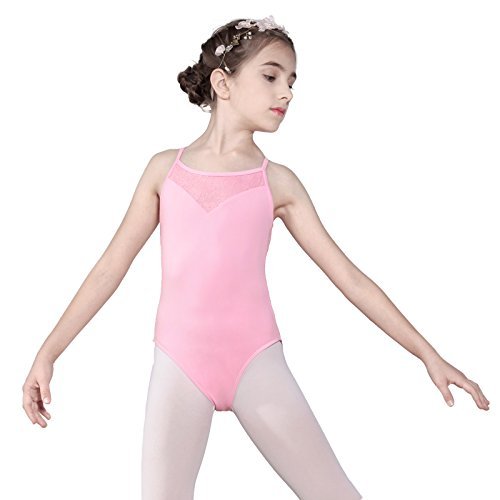 117241054 Kids Camisole Lace Ballet Leotards Girls Cute Dance Leotard (S120, Pink)