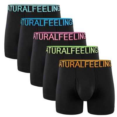 5Mayi Men's Underwear Boxer Briefs Cotton Black Mens Boxer Briefs Underwear Men Pack of 5 Wide Waistband S