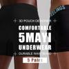 5Mayi Men's Underwear Boxer Briefs Cotton Black Mens Boxer Briefs Underwear Men Pack of 5 Wide Waistband S view 2