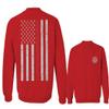 0058. American Flag Thin Red Line Firefighter Support Seal Men's Crewneck Sweatshirt (Red, Small) view 1