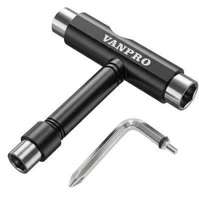 Vanpro skateboard tools skate tool all in oneUsed for installation and maintenance of various skateboards and roller skatesetc.(Snow Black, Pack of 1)