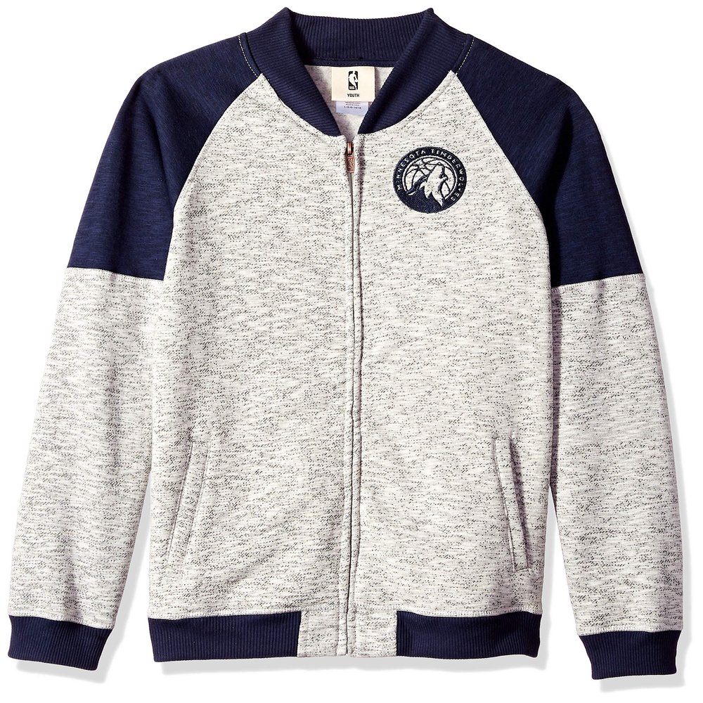 NBA by Outerstuff NBA Youth Boys Minnesota Timberwolves "Game Changer" Full Zip Jacket, Heather Grey, Youth Medium(10-12)