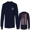 0058. American Flag Thin Red Line Firefighter Support Seal Men's Long Sleeve t Shirt (Characol, 2X Large) view 1