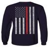 0058. American Flag Thin Red Line Firefighter Support Seal Men's Long Sleeve t Shirt (Characol, 2X Large) view 3
