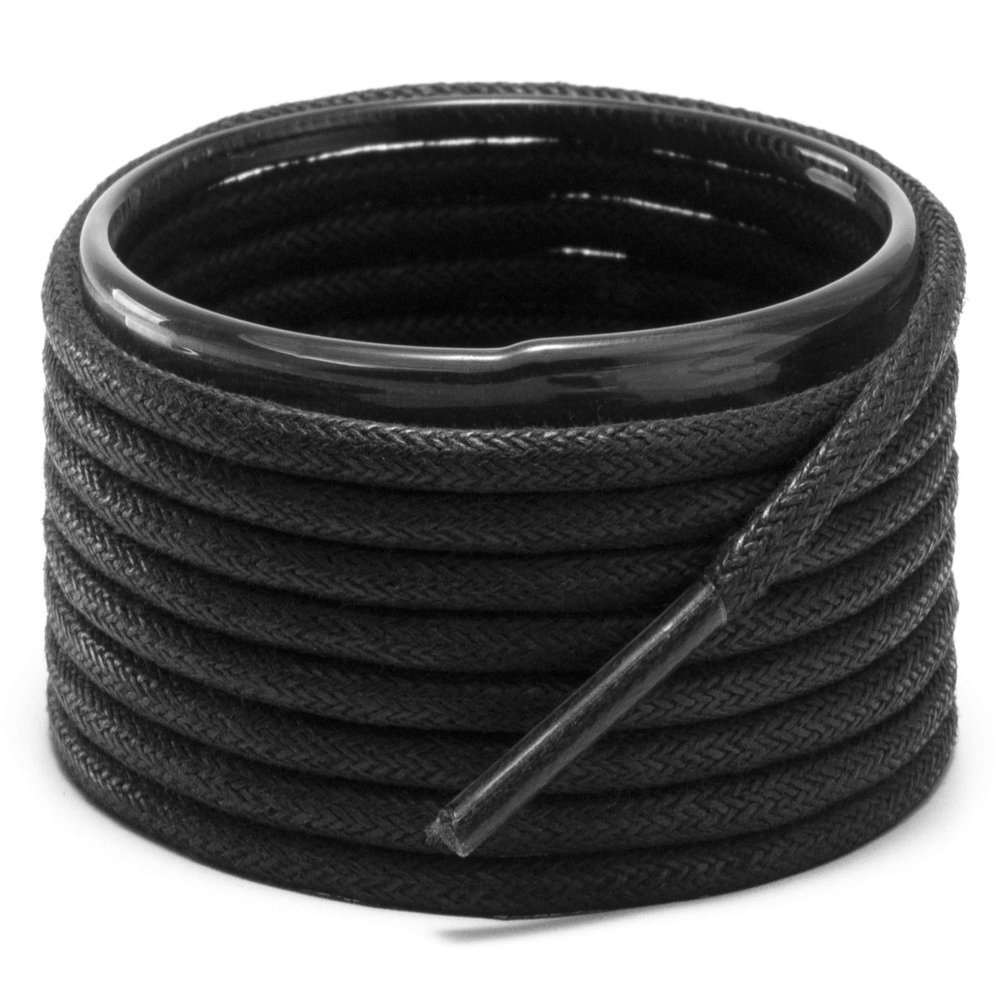 Shoemate Wax Round Shoelaces for Boots and Dress Oxford Shoes, Shoe Strings, 01 Black, 63"(160cm) 4-Hei WAR-160-4