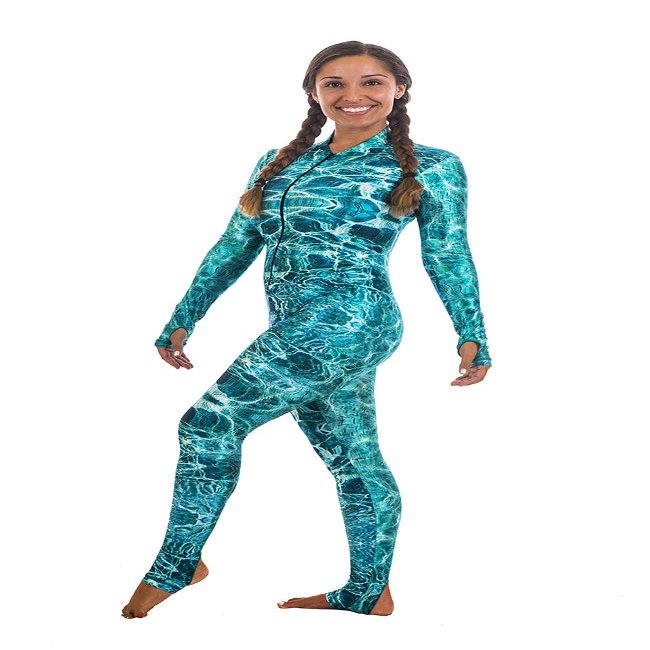 Slip Ins Dive Skins for Women, Zippered Swim Suit with Rash Guard and UV Protection, Perfect for Surfing, Swimming, Diving, Snorkeling, and Other Water Sports, Reflections, Medium