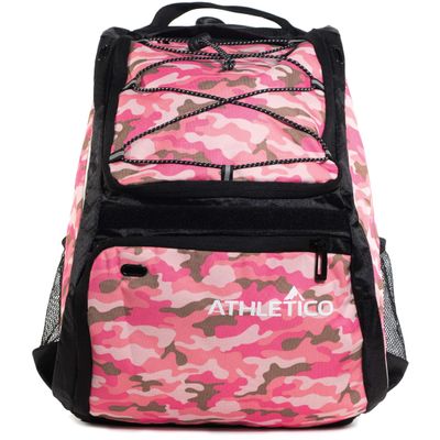 Athletico Baseball Bat Bag - Backpack for Baseball, T-Ball & Softball Equipment & Gear for Youth and Adults | Holds Bat, Helmet, Glove, & Shoes |Shoe Compartment & Fence Hook (Pink Camo)