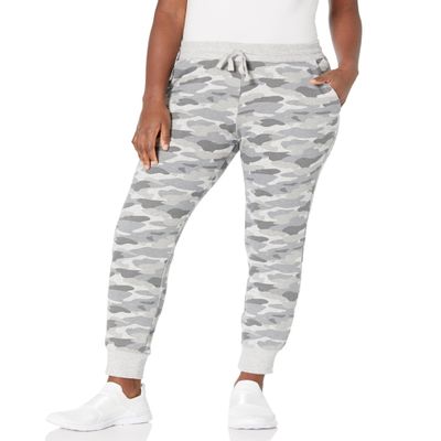Amazon Essentials Women's Fleece Jogger Sweatpant (Available in Plus Size), Light Grey Camo, X-Large