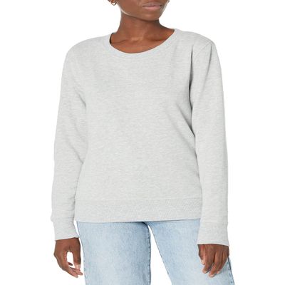 Amazon Essentials Women's Fleece Crewneck Pullover Sweatshirt (Available in Plus Size), Light Grey Heather, Small
