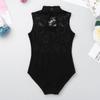 Alvivi Kids Girls High Turtle Neck Lace Back Ballet Dance Gymnastics Leotard Bodysuit Ballerina Dancewear Dancing Outfit Black 9-10 view 3