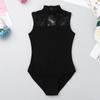 Alvivi Kids Girls High Turtle Neck Lace Back Ballet Dance Gymnastics Leotard Bodysuit Ballerina Dancewear Dancing Outfit Black 9-10 view 4
