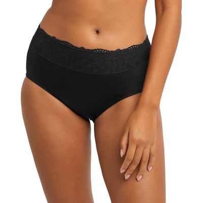 Bali Women's Hi-Cut Panties, High-Waisted Smoothing Panty, High-Cut Brief Underwear for Women, Comfortable Underpants, Black Lace, X-Large
