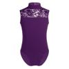 Alvivi Kids Girls High Turtle Neck Lace Back Ballet Dance Gymnastics Leotard Bodysuit Ballerina Dancewear Dancing Outfit Purple 13-14 view 1