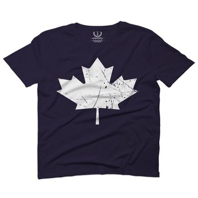 0086. Canada Flag Maple Leaf Canadian Pride Retro Vintage Style for Men T Shirt (Navy Blue, 2X-Large)