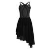 Agoky Girls Mesh Splice Spaghetti Straps Cutout Cross Back Ballet Dance Leotard Irregular Hem Tutu Dress Black 13-14 view 2