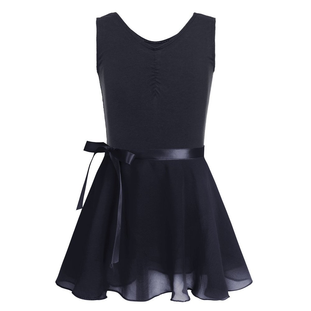 Agoky Girls Ballerina Ballet Dance Gymnastics Gym Leotard Tutu Dress Sleeveless Black 3-4