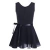 Agoky Girls Ballerina Ballet Dance Gymnastics Gym Leotard Tutu Dress Sleeveless Black 3-4 view 1