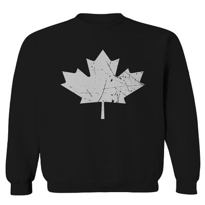 0086. Canada Flag Maple Leaf Canadian Pride Retro Vintage Style Men's Crewneck Sweatshirt (Black Small)