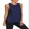 Bestisun Women Yoga Athletic Tops Tie Back Workout Tennis Gym Shirts Backless Active Fitness Running Clothes Navy Blue S view 2