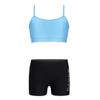 Agoky Girls Spaghetti Straps Top with Bottoms Tankini Swimming Suit Beachwear Sky Blue&Black 3-4 view 1