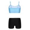 Agoky Girls Spaghetti Straps Top with Bottoms Tankini Swimming Suit Beachwear Sky Blue&Black 3-4 view 2