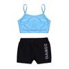 Agoky Girls Spaghetti Straps Top with Bottoms Tankini Swimming Suit Beachwear Sky Blue&Black 3-4 view 3