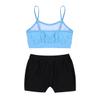 Agoky Girls Spaghetti Straps Top with Bottoms Tankini Swimming Suit Beachwear Sky Blue&Black 3-4 view 4