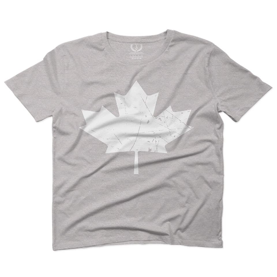 0086. Canada Flag Maple Leaf Canadian Pride Retro Vintage Style for Men T Shirt (Light Gray 2X-Large)